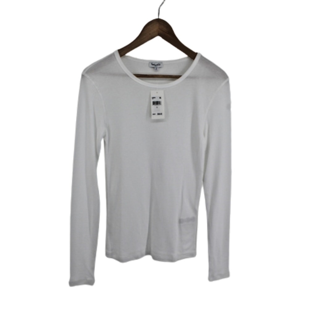 Splendid Womens S White Long‎ Sleeve Crew Neck Tee Soft Cotton Basic NWT